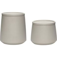Opbevaringsbokse Hübsch Opbevaringsboks M/låg Beton GRÅ 2 STK (Ø15xh13/ø15xh17cm) Opbevaringsboks