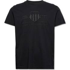 Gant T-shirts Gant Men's short-sleeve T-shirt with matching embroidered logo, Black