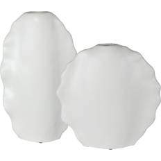 Uttermost Ruffled Feathers Modern White Set Of 2 17963 Vase