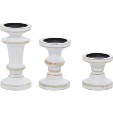 White Candlesticks Litton Lane Farmhouse Set, 3 Pieces Unisex Candlestick