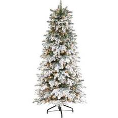 Polyester Christmas Trees Nearly Natural 6ft. Pre-Lit North Carolina Fir Artificial Christmas Tree 72"