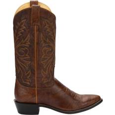 Brown - Men High Boots Justin Boots Buck Round Toe Cowboy Boots 2E