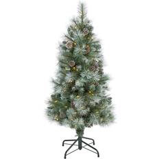 Multicoloured Christmas Trees Nearly Natural Frosted Tip British Columbia Mountain Pine Artificial with Lights, Pine Cones and Bendable Branches, 48" Christmas Tree