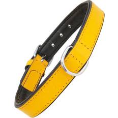 Gloria Collar Pets De Piel Acolchado Color Amarillo Para Perros 55 cm x 25 mm