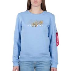 Alpha Industries Dam Tröjor Alpha Industries Damer Guld Logo Tröja Jet Stream - White