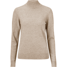 Damen - Rollkragenpullover Vila Mantel mit Reverskragen - Beige