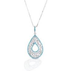 Kelly Herd Teardrop Pendant - Silver/Turquoise/Transparent