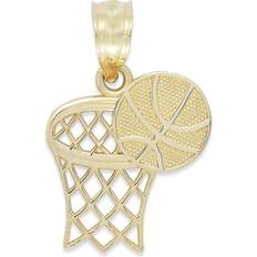 Basketball and Hoop Charm - Gold