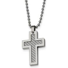 Chisel Mens Gentlemen's Classics(tm) Carbon Fiber Inlay Cross Necklace