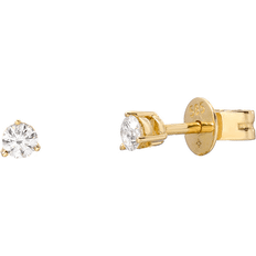 Zoe Lev 3 Prong Stud Earrings - Gold/Diamond