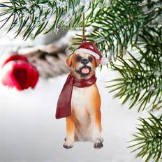 Yellow Interior Details Design Toscano Boxer Holiday Dog Christmas Tree Ornament 4"