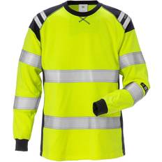 Dame - Gul T-shirts Fristads langærmet dame T-shirt, Hi-Vis gul/marine