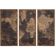 Framed Art Litton Lane Vintage Chinese Fir Wood Black (Set of 3)