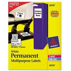 Office Supplies Avery Permanent ID Labels, Laser/Inkjet, 1-1/4 x 1-3/4, White, 480/Pack