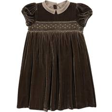 Bonpoint Blossom Smocked Velour Dress Marron Glace Dresses