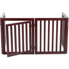 Pet gate with door Trixie Brown Pet Gate Wooden 4-Panel Configurable Pet Gate