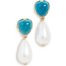 Gris Boucles d'oreilles Kenneth Jay Lane Imitation Pearl & Stone Drop Earrings