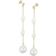 Saks Fifth Avenue Bloomingdale's Fine Collection Cultured Freshwater Pearl & Baroque Pearl Line Earrings in 14K Yellow Gold Exclusive