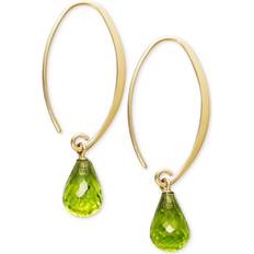 Macy's Gold Earrings Macy's Long Hoop Earrings - Gold/Peridot