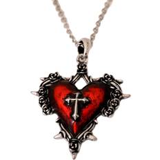 Red heart necklace Heart Necklace with Cross Red/Gray