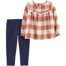 Carter's Kid's Plaid Flannel Top & Legging Set 2-piece - Brown/Navy