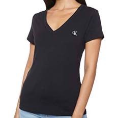 Calvin Klein Cotone Magliette Calvin Klein Slim Organic Cotton V-Neck T-shirt - Black