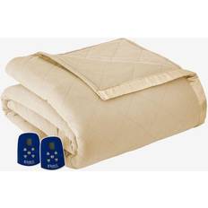 Twin size electric blanket Micro Flannel Electric Heated Bedspread Beige (215.9x167.64)