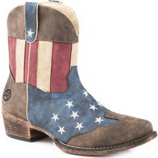 High Boots Roper Ladies American Flag Snip Toe Boots Red/White/Blue/Brown