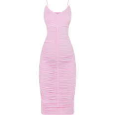 PrettyLittleThing Maternity Plunge Ruched Contour Jersey Midi Dress Baby Pink (CMY8988)