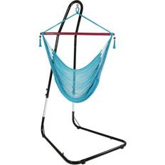 Blue Outdoor Hanging Chairs Sunnydaze Caribbean Extra Large with Stand