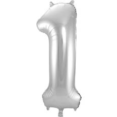 Zilver Ballonnen Folat Folie ballon van cijfer 1 in het zilver 86 cm