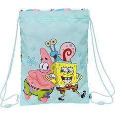 Blanco Bolsas de gimnasio SpongeBob Bolsa Mochila con Cuerdas Stay positive Azul Blanco (26 x 34 x 1 cm)