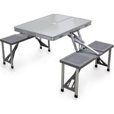 Picnic Time Aluminum Table with Seats GREY