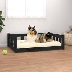 vidaXL Dog Bed Black 95.5x65.5x28 Solid Wood Pine