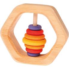 Hexagonal Baby Skallra & Bård med Färgglada Träringar