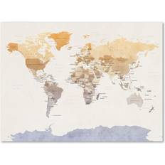 Wall Decor Trademark Fine Art Michael Tompsett 'Watercolour Political Map of the World' Canvas 24" x 32" Wall Decor