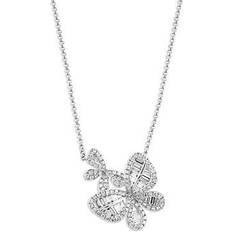 Bloomingdale's Fine Collection Diamond Round & Baguette Butterfly Pendant Necklace in 14K White Gold, 1.0 ct. t. w. Exclusive