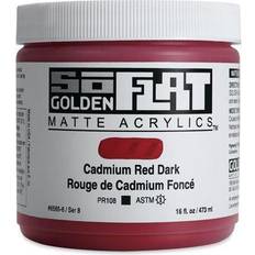Golden SoFlat Matte Acrylic Paint Cadmium Red Dark, 473 ml, Jar