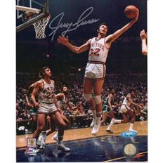 Fanatics New York Knicks Jerry Lucas Autographed Rebounding in White Jersey Photograph