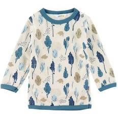 Babyer Strikkegensere Joha Wool/Bamboo Sweater - White/Blue w. Trees (17634-70-3377)