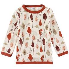 9-12M Strikkegensere Joha Wool/Bamboo Sweater - White/Red w. Trees (17634-70-3376)