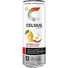 Celsius Essential Energy Drink 12 Fl Oz Sparkling Fuji Apple Pear (Pack of 4) 12