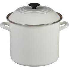 Le Creuset White Enameled Steel with lid 2 gal 8.75 "