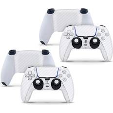 Gaming Sticker Skins giZmoZ n gadgetZ PS5 2 x Controller Skins Full Wrap Vinyl Sticker - Carbon White