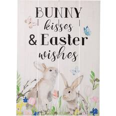 Multicolored Wall Decor GlitzHome Easter Bunny Wall Decor 13x18"