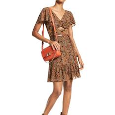 Paisley Kleider Michael Kors Paisley Georgette Cutout Mini Dress