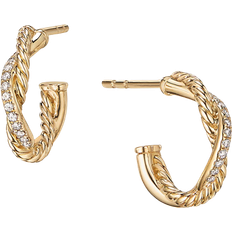 David Yurman Petite Infinity Huggie Earrings - Gold/Diamonds