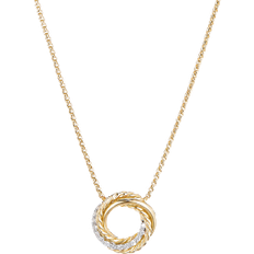 David Yurman Crossover Pendant Necklace - Gold/Diamonds