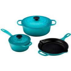 Le Creuset Cast Iron Cookware Sets Le Creuset Caribbean Signature Cookware Set with lid 3 Parts