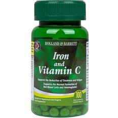 Vitaminer & Kosttilskud Holland & Barrett Järn & Vitamin C 100 tabletter 100 stk